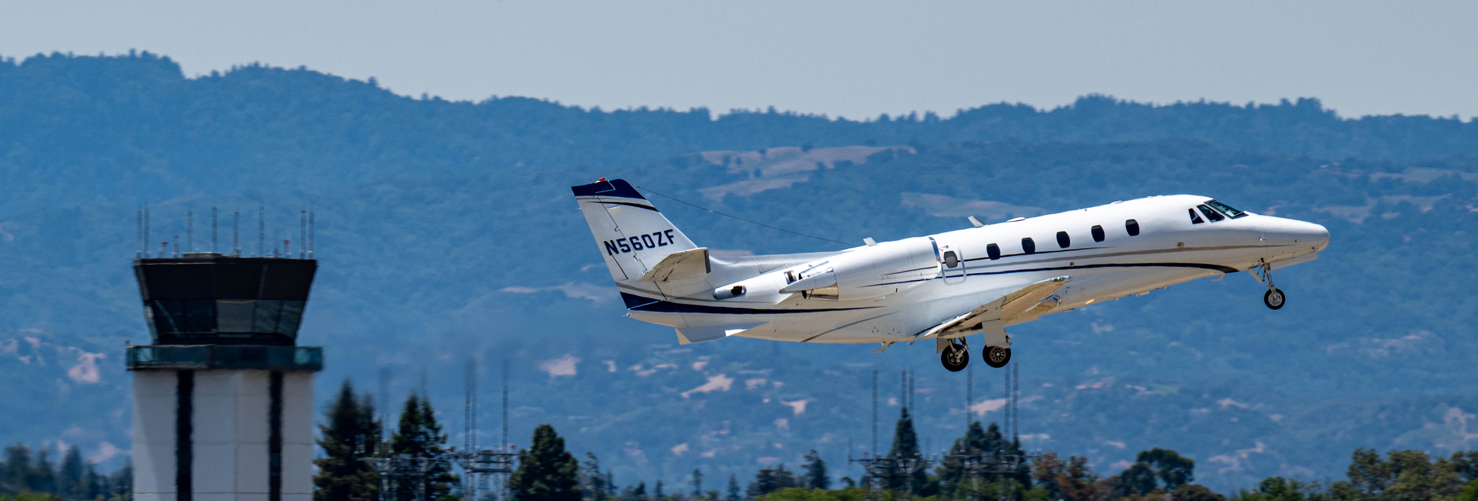 Private plane taking off at SJC