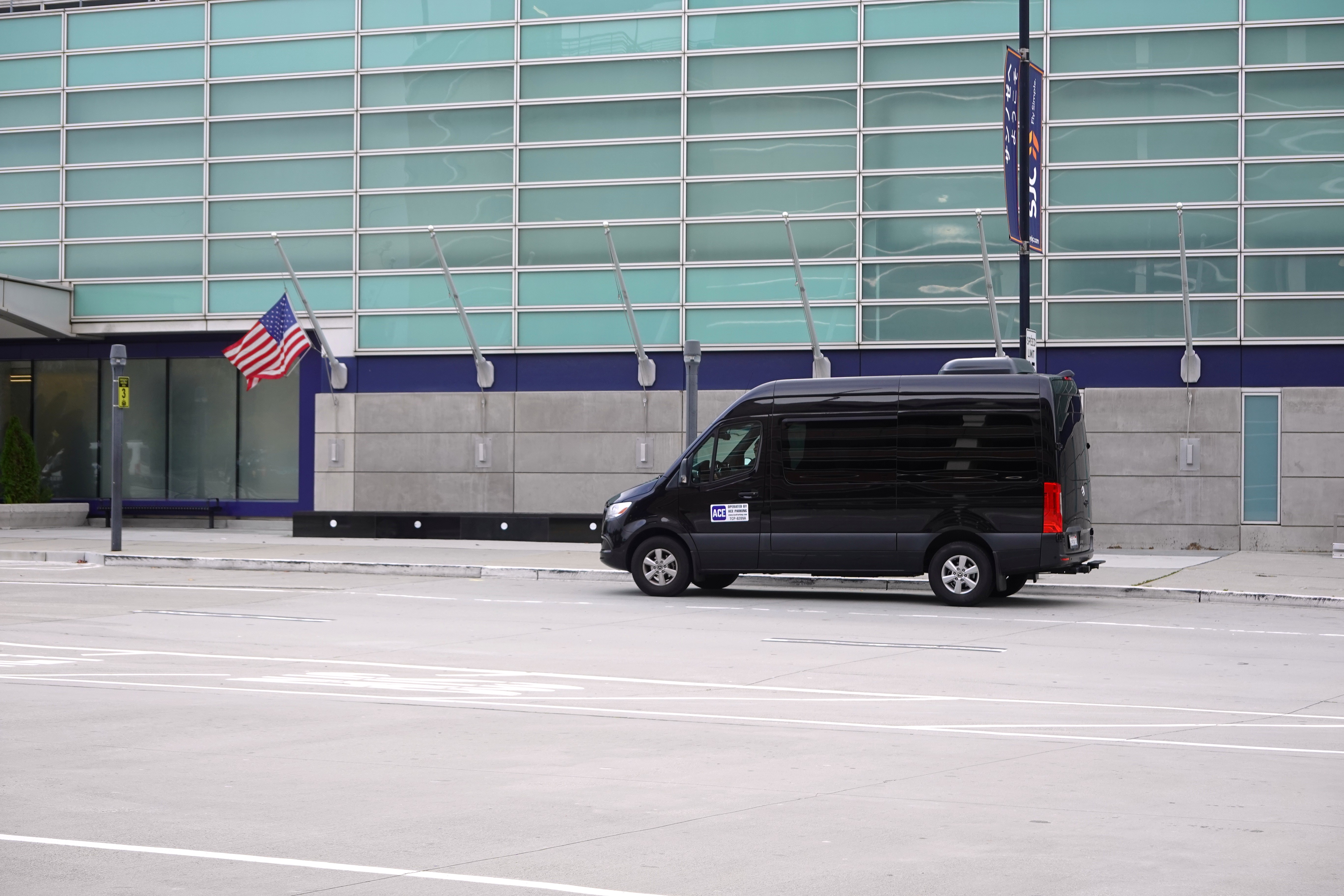 Charter Bus in front of SJC