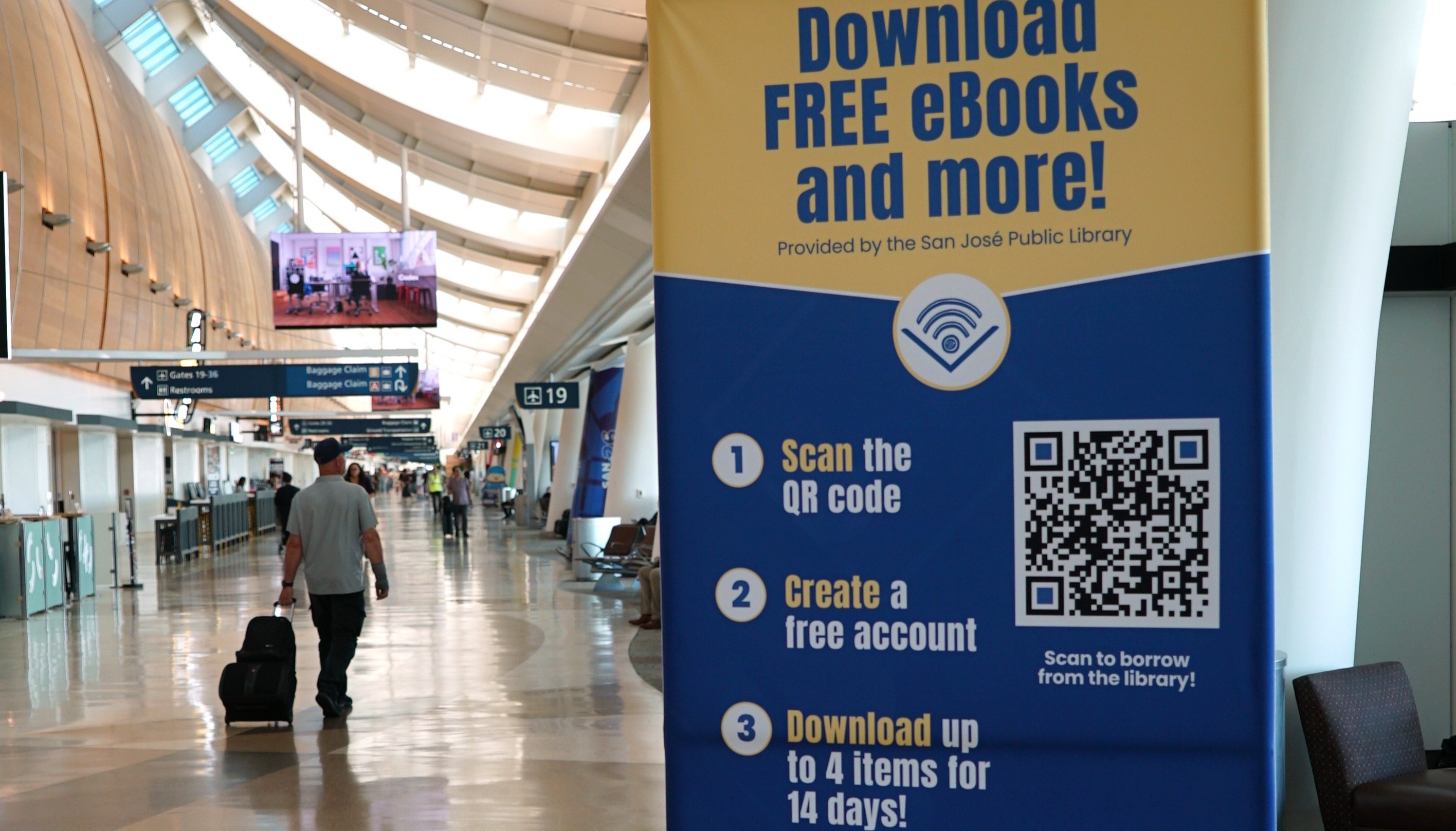 elibrary signage in the terminal