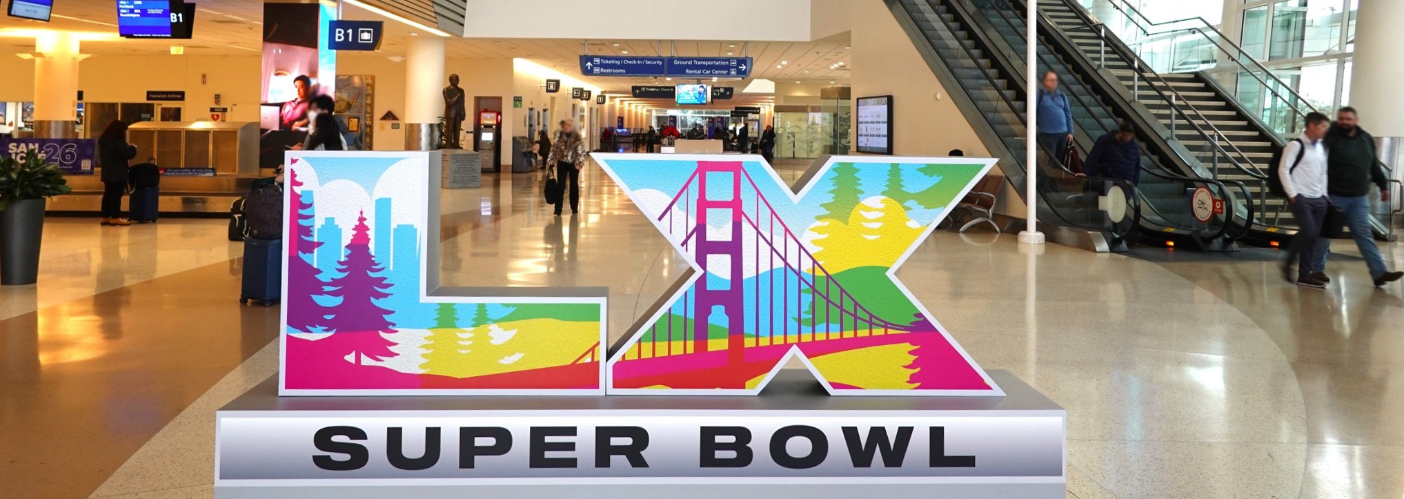 Super Bowl sign in TB Baggage