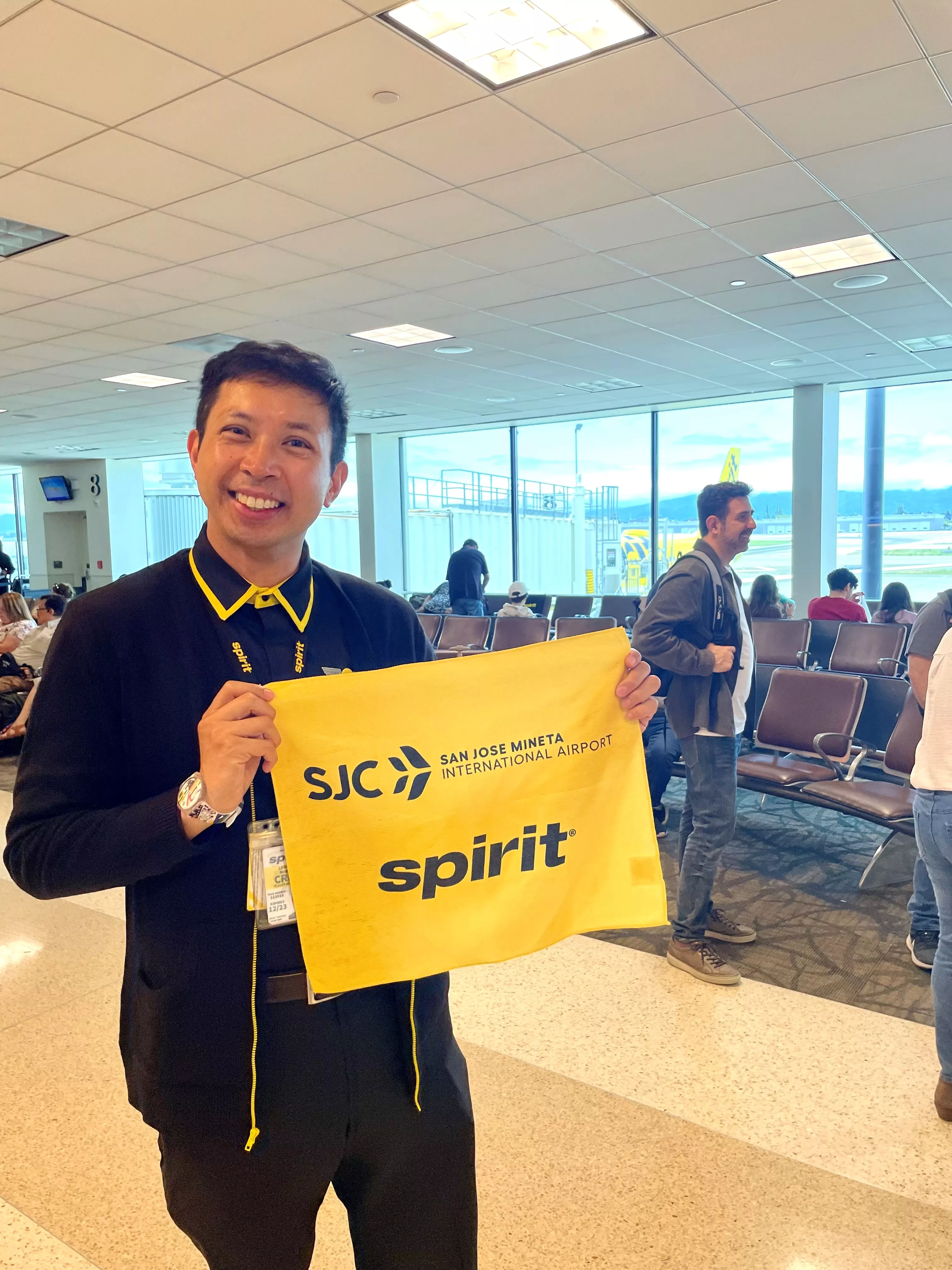 Spirit employee with towel