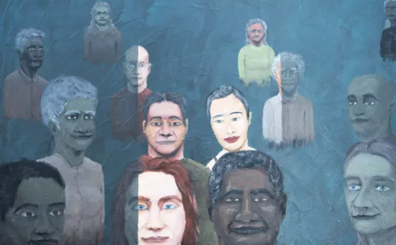 Art piece displaying multiple people