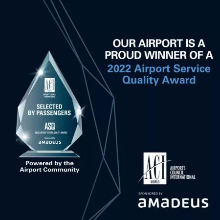 Our airport is a proud winner of a 2022 Airport Service Quality Award.